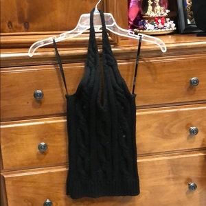 Laundry black beaded halter top